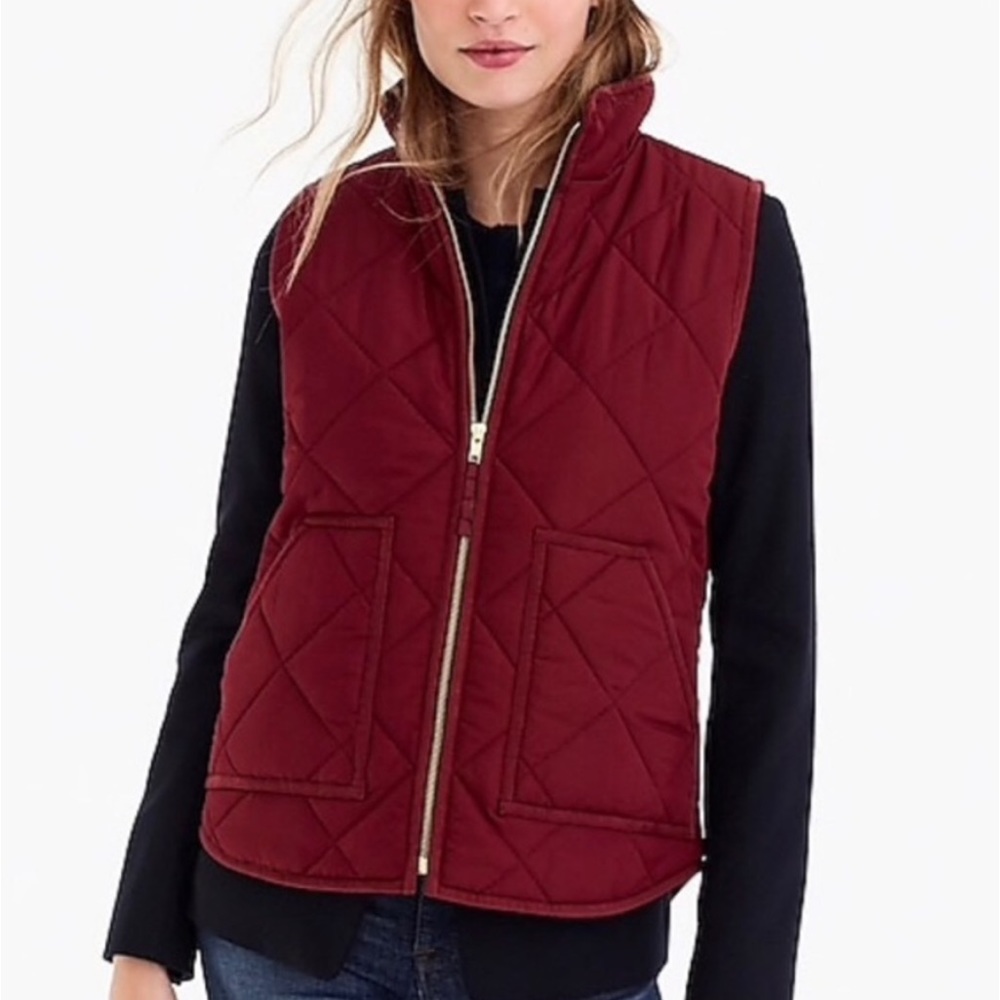 JCREW quilted vest berry wine maroon Ox blood